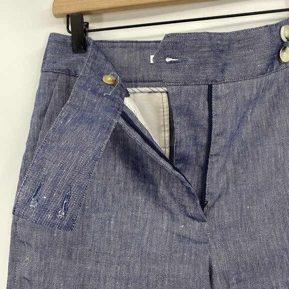 Veronica Beard Size 8 Blue Renzo Linen Blend Cropped Pants - Picture 6 of 14